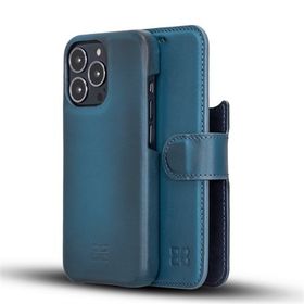 Bouletta F360 BRN4EF Mavi Apple iPhone 13 Pro Uyumlu Deri Cüzdanlı Kılıf