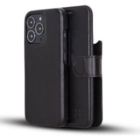 Bouletta F360 RST1 Siyah Apple iPhone 13 Pro Max Uyumlu Deri Cüzdanlı Kılıf