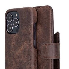 Bouletta F360 TN3 Kahverengi Apple iPhone 13 Pro Max Uyumlu Deri Cüzdanlı Kılıf