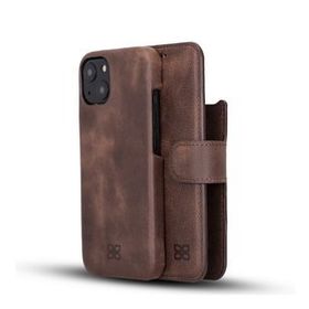 Bouletta F360 TN3 Kahverengi Apple iPhone 13 Uyumlu Deri Cüzdanlı Kılıf