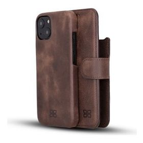 Bouletta F360 TN3 Kahverengi Apple iPhone 13 Uyumlu Deri Cüzdanlı Kılıf