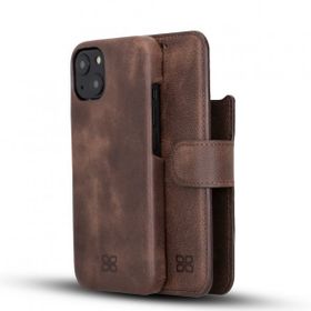 Bouletta F360 TN3 Kahverengi Apple iPhone 13 Uyumlu Deri Cüzdanlı Kılıf