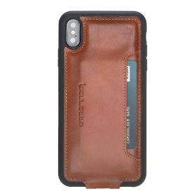 Bouletta FLCC RST2EF Taba Kahverengi Apple iPhone XS Max Uyumlu Deri Kapaklı Kılıf
