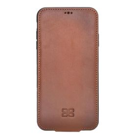 Bouletta FLCC RST2EF Taba Kahverengi Apple iPhone XS Max Uyumlu Deri Kapaklı Kılıf