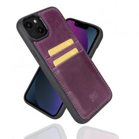 Bouletta FXCP CZ7 Apple iPhone 14 Plus Deri Mor Cep Telefonu Arka Kapak