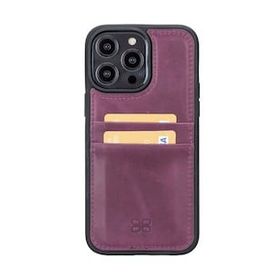 Bouletta FXCP CZ7 Apple iPhone 14 Pro Max Deri Mor Cep Telefonu Arka Kapak