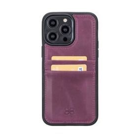 Bouletta FXCP CZ7 Apple iPhone 14 Pro Max Deri Mor Cep Telefonu Arka Kapak