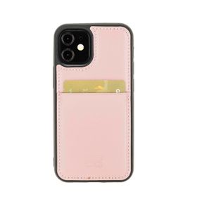 Bouletta FXCP NU2 Apple iPhone 12 Mini Kartlıklı Deri Pembe Cep Telefonu Arka Kapak