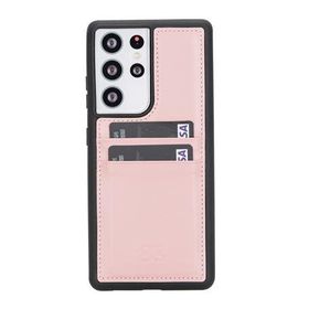 Bouletta FXCP NU2 Samsung Galaxy S21 Ultra Uyumlu Deri Pembe Cep Telefonu Arka Kapak