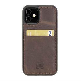 Bouletta FXCP TN03 Apple iPhone 12 Mini Uyumlu Deri Kahve Cep Telefonu Arka Kapak