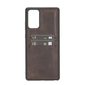 Bouletta FXCP TN03 Samsung Galaxy Note 20 Uyumlu Deri Kahve Cep Telefonu Arka Kapak