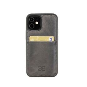Bouletta FXCP TN18EF Apple iPhone 12 Mini Uyumlu Deri Gri Cep Telefonu Arka Kapak