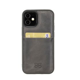 Bouletta FXCP TN18EF Apple iPhone 12 Mini Uyumlu Deri Gri Cep Telefonu Arka Kapak