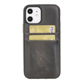 Bouletta FXCP TN18EF Apple iPhone 12 Uyumlu Deri Gri Cep Telefonu Arka Kapak