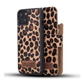 Bouletta LEO-1 Leopar Apple İphone 13 Uyumlu Deri Cüzdanlı Kılıf