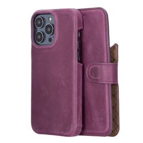 Bouletta MW36 CZ7 Apple iPhone 14 Pro Deri Mor Cep Telefonu Kılıfı