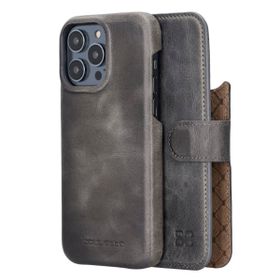 Bouletta MW36 TN18 Apple iPhone 14 Pro Deri Gri Cep Telefonu Kılıfı