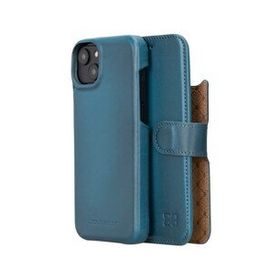 Bouletta MW36BRN4 Apple iPhone 14 Plus Deri Cüzdanlı Mavi Cep Telefonu Kılıfı