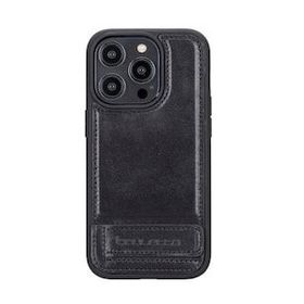Bouletta RST1 Apple iPhone 14 Pro Deri Standlı Siyah Cep Telefonu Arka Kapak