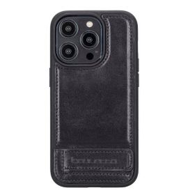 Bouletta RST1 Apple iPhone 14 Pro Deri Standlı Siyah Cep Telefonu Arka Kapak
