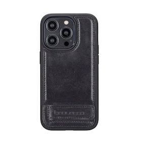 Bouletta RST1 Apple iPhone 14 Pro Deri Standlı Siyah Cep Telefonu Arka Kapak