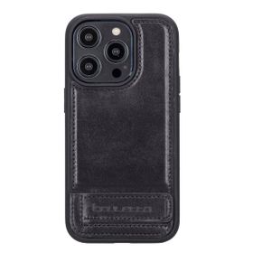Bouletta RST1 Apple iPhone 14 Pro Deri Standlı Siyah Cep Telefonu Arka Kapak