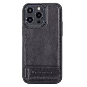 Bouletta RST1 Apple iPhone 14 Pro Max Deri Standlı Siyah Cep Telefonu Arka Kapak