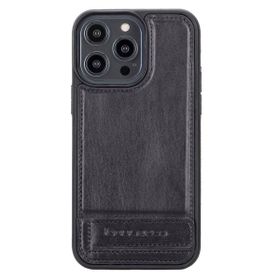 Bouletta RST1 Apple iPhone 14 Pro Max Deri Standlı Siyah Cep Telefonu Arka Kapak