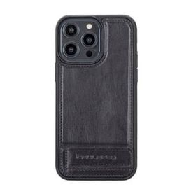 Bouletta RST1 Apple iPhone 14 Pro Max Deri Standlı Siyah Cep Telefonu Arka Kapak