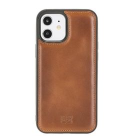 Bouletta RST2EF Taba Apple iPhone 12 Uyumlu Deri Arka Kapak