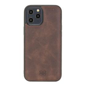 Bouletta TN03 Apple iPhone 12 Pro Max Uyumlu Deri Koyu Kahve Cep Telefonu Arka Kapak