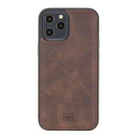 Bouletta TN03 Apple iPhone 12 Pro Max Uyumlu Deri Koyu Kahve Cep Telefonu Arka Kapak