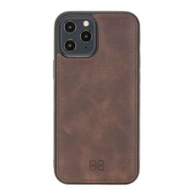 Bouletta TN03 Apple iPhone 12 Pro Max Uyumlu Deri Koyu Kahve Cep Telefonu Arka Kapak