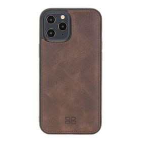 Bouletta TN03 Apple iPhone 12 Pro Max Uyumlu Deri Koyu Kahve Cep Telefonu Arka Kapak