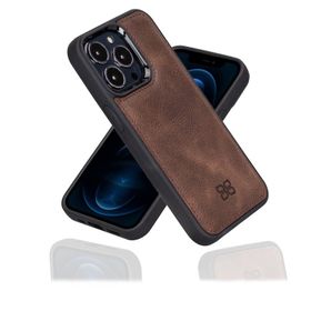 Bouletta TN03 Kahve Apple İphone 13 Pro Uyumlu Deri Arka Kapak
