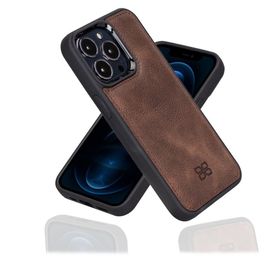 Bouletta TN03 Kahve Apple İphone 13 Pro Uyumlu Deri Arka Kapak