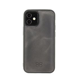 Bouletta TN18EF Gri Apple iPhone 12 Mini Uyumlu Deri Arka Kapak