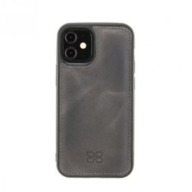 Bouletta TN18EF Gri Apple iPhone 12 Mini Uyumlu Deri Arka Kapak