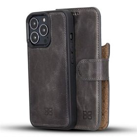 Bouletta TN18EF Gri Apple iPhone 13 Pro Uyumlu Deri Cüzdanlı Kılıf