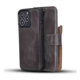 Bouletta TN18EF Gri Apple iPhone 13 Pro Uyumlu Deri Cüzdanlı Kılıf
