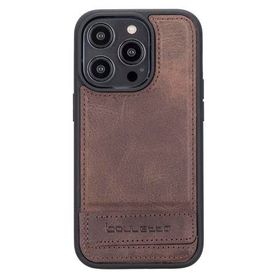 Bouletta TN3 Apple iPhone 14 Pro Uyumlu Deri Standlı Kahve Cep Telefonu Arka Kapak