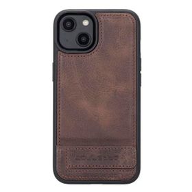 Bouletta TN3 Apple iPhone 14 Uyumlu Deri Standlı Kahve Cep Telefonu Arka Kapak