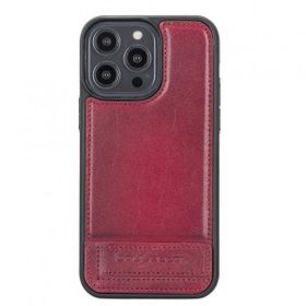 Bouletta V4EF Apple iPhone 14 Pro Uyumlu Deri Standlı Taba Cep Telefonu Arka Kapak