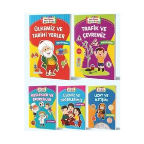 Boya Öğren Çıkartmalı Çocuk Kitapları - 5 Kitap Takım - Beyaz Balina Yayınları