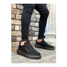 Bpm BA0307 BOA Siyah Kalın Süet Yüksek Taban Çift Bant Erkek Ayakkabı