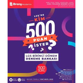 Branş Akademi Yayınları 8. Sınıf LGS'de İlk Dönem Kim 500 Puan İster Deneme Bankası