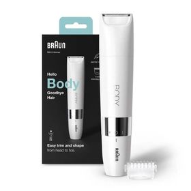 Braun Body Mini Trimmer BS1000 Islak&kuru Vücut Tüy Kesme Makinesi + Pil&temizleme Fırçası beyaz