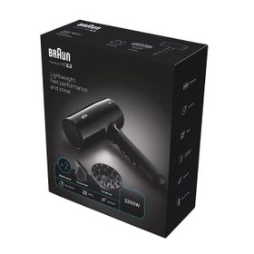 Braun BRHD225E Iontec 2200W Siyah 2 Başlıklı Difüzörlü Saç Kurutma Makinesi