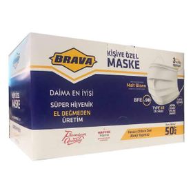 Brava 50'li Telli Beyaz Tekli Ambalaj Maske