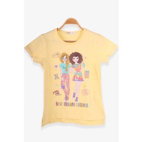 Breeze Açık Gri Melanj 8-12 Yaş Dostluk Temalı Kız Çocuk T-shirt